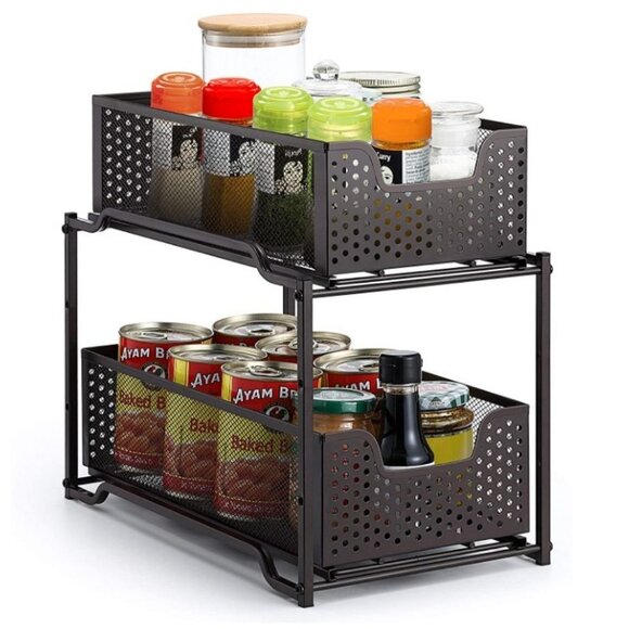 Stackable 2-Tier Cabinet Organizer with Sliding - Picture 3 of 3